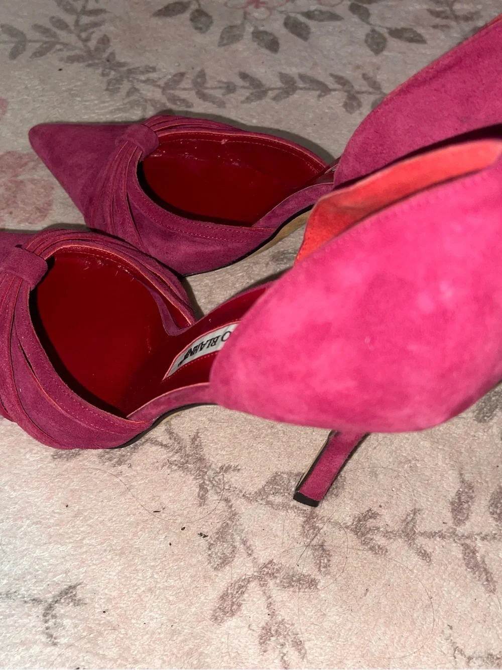 Manolo Blahnik Tayler Suede D'Orsay Pumps Berry Fuchsia Pink 38.5 / US W 8.5
